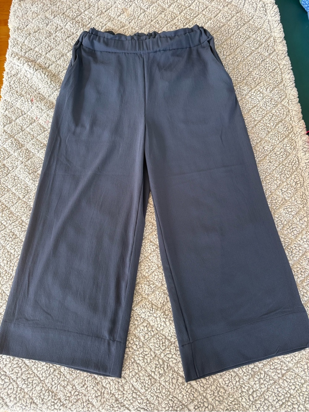 NWT Women's Wide-Leg Cropped Pants in Blue/gray